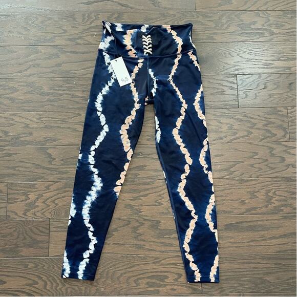 925 Fit 4 Eva Leggings Navy Tye Dye Size Large US 10-12 New - Picture 1 of 8